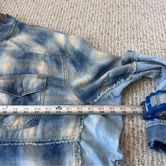 Free People We The Free Leon Plaid Flannel Denim Pullover - Picture 6 of 15